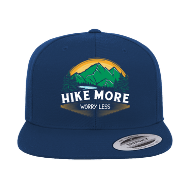 Hike More Worry Less Printed Flat Bill Cap